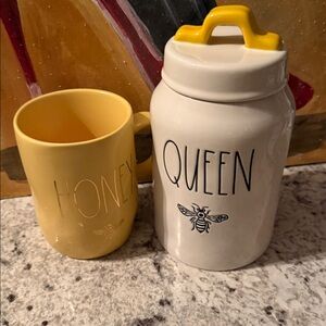 Rae Dunn Honey Bee Mug And container